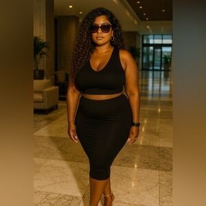 Plus size two piece set midi and tank